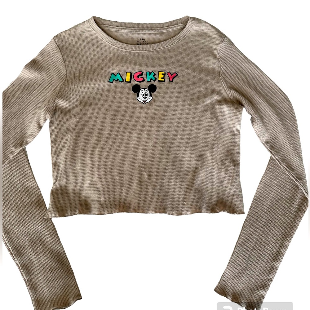 🛍️3/$15 Disney Mickey Mouse Long Sleeve Waffle Shirt size SM